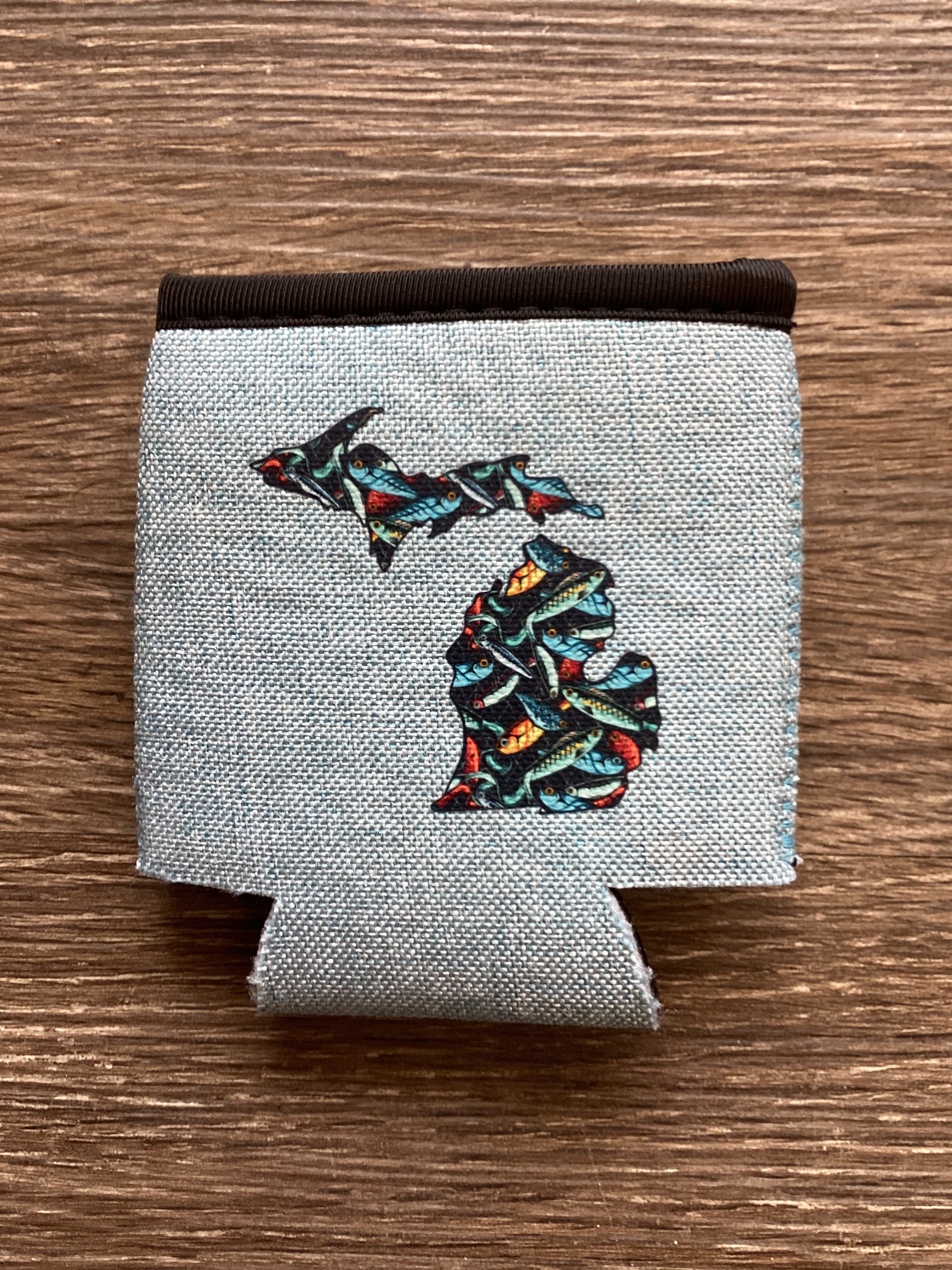 Fishes- Michigan - Heather Blue Koozie