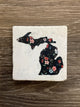 Branches Floral - Black - Michigan - Ceramic Coaster