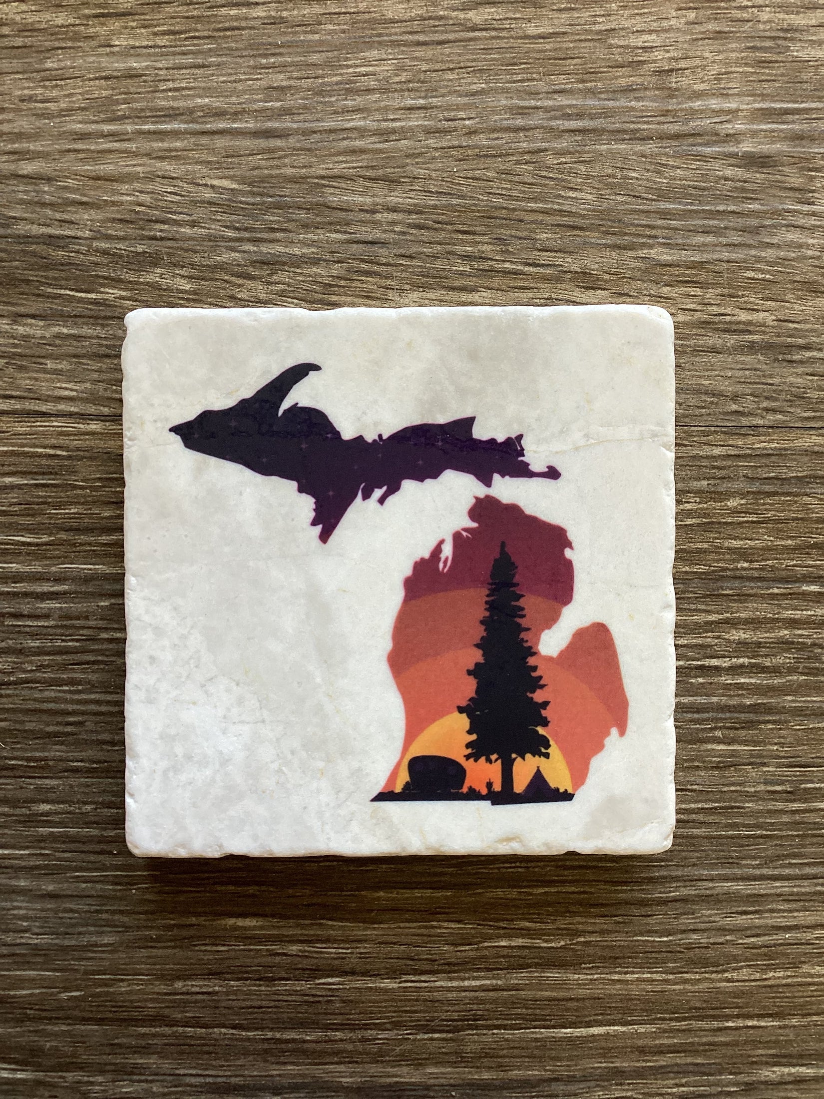 Sunrise Camper - Michigan - Ceramic Coaster