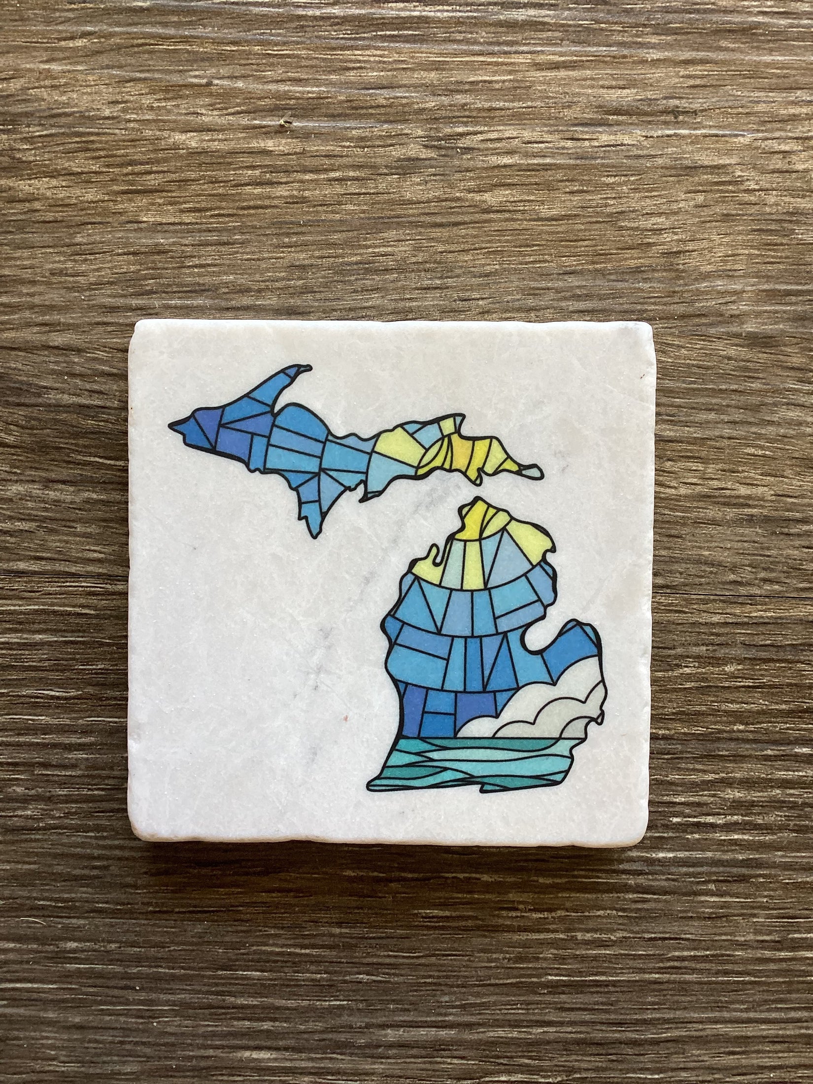 Stained Glass - Sea - Michigan - Ceramic Coaster