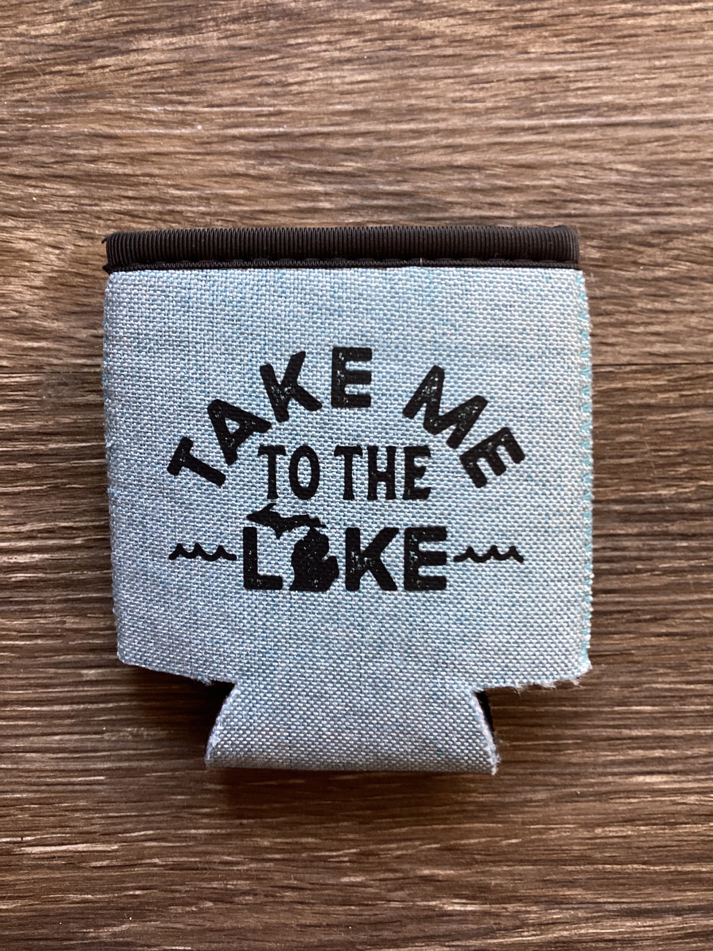 'Take Me To The Lake' - Wave - Word - Heather Blue Koozie