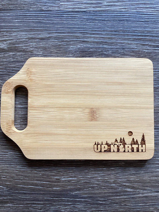 'Up North' - Word - Laser Engraved - Extra Small - Bamboo Cutting Board (9" x 6")