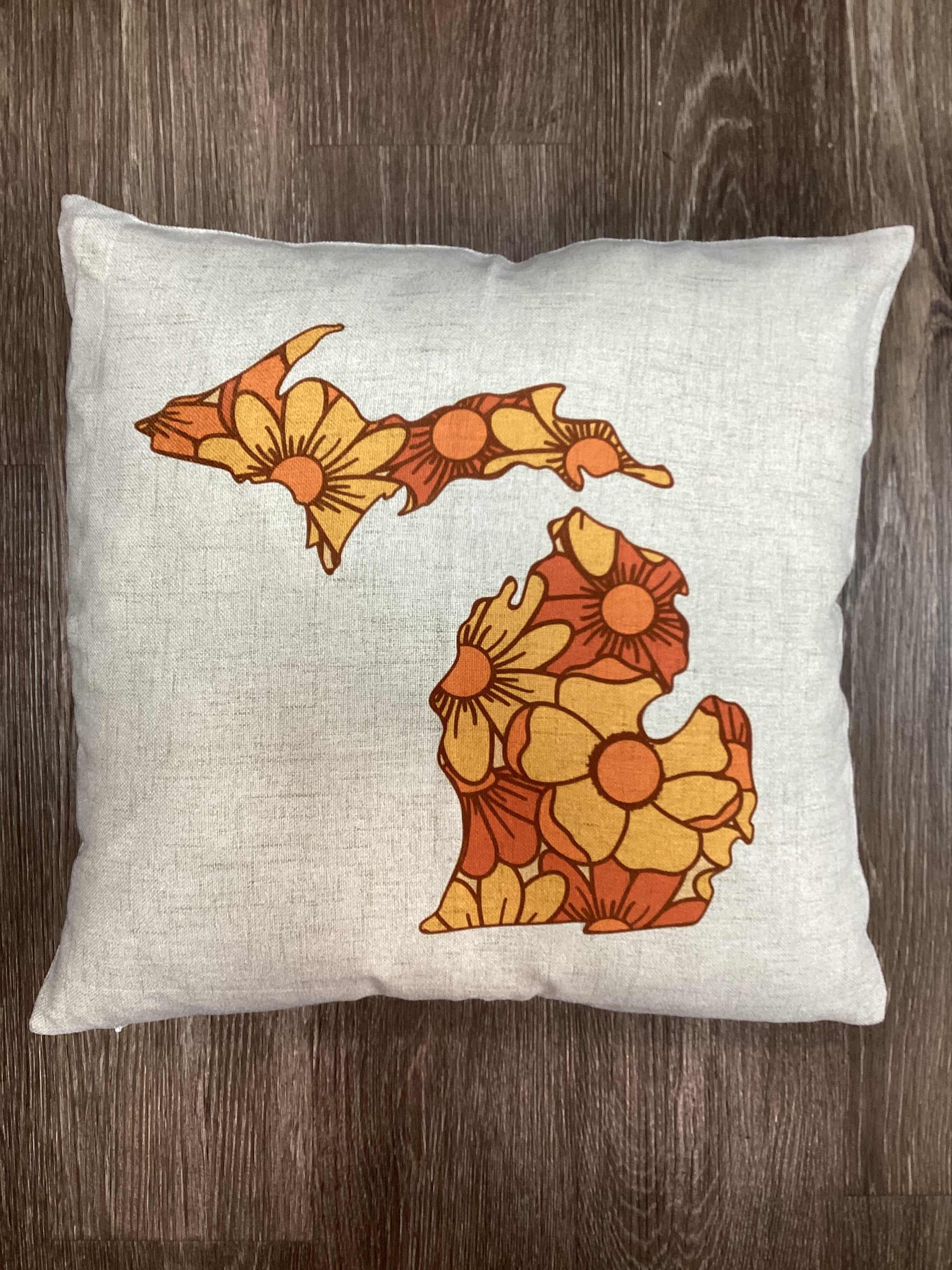 Blossoms - Orange - Michigan - Pillow