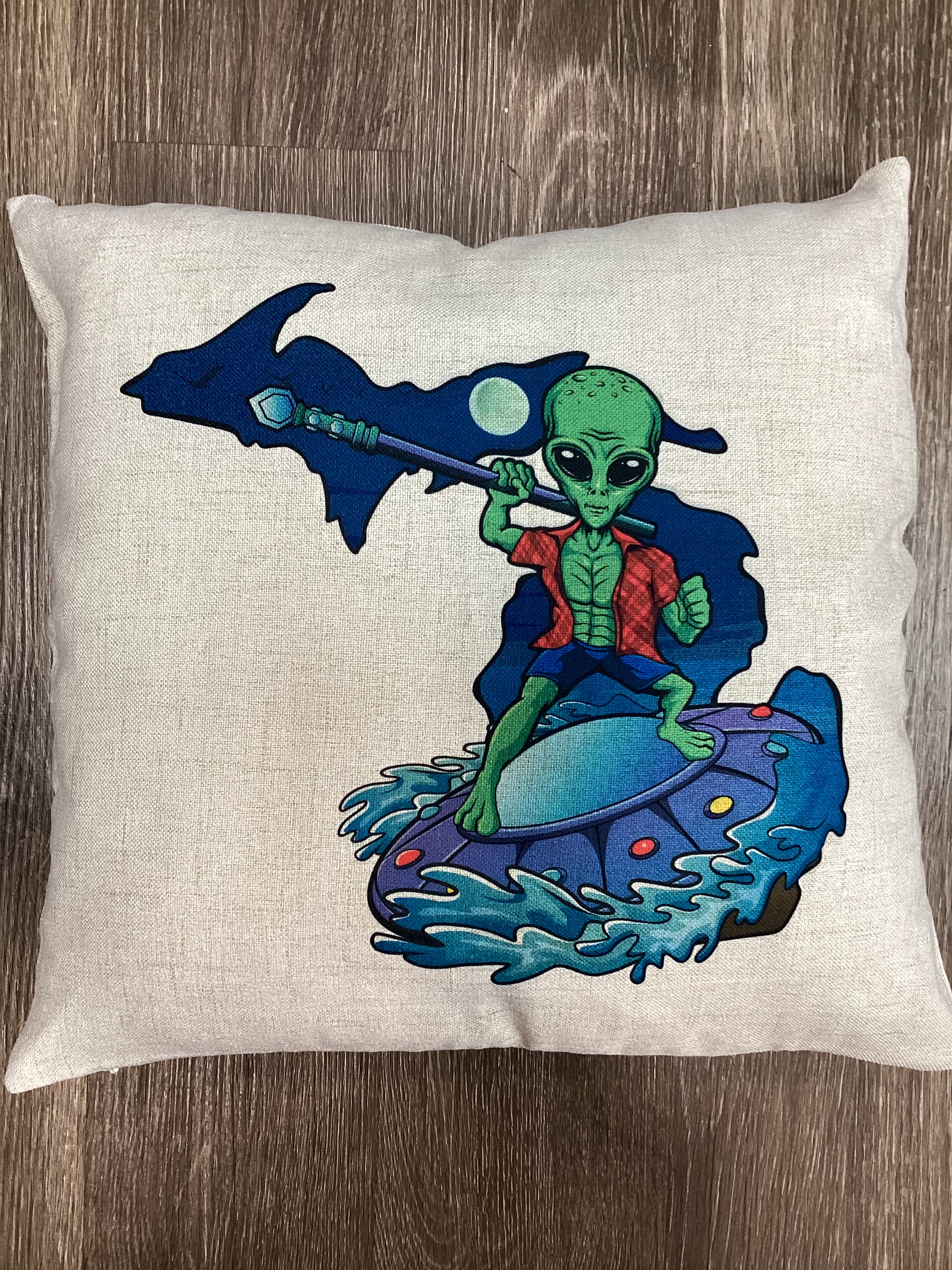 Alien - Beach Night - Michigan - Pillow