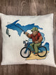 Sasquatch - Bike Fishing - Beach - Michigan - Pillow