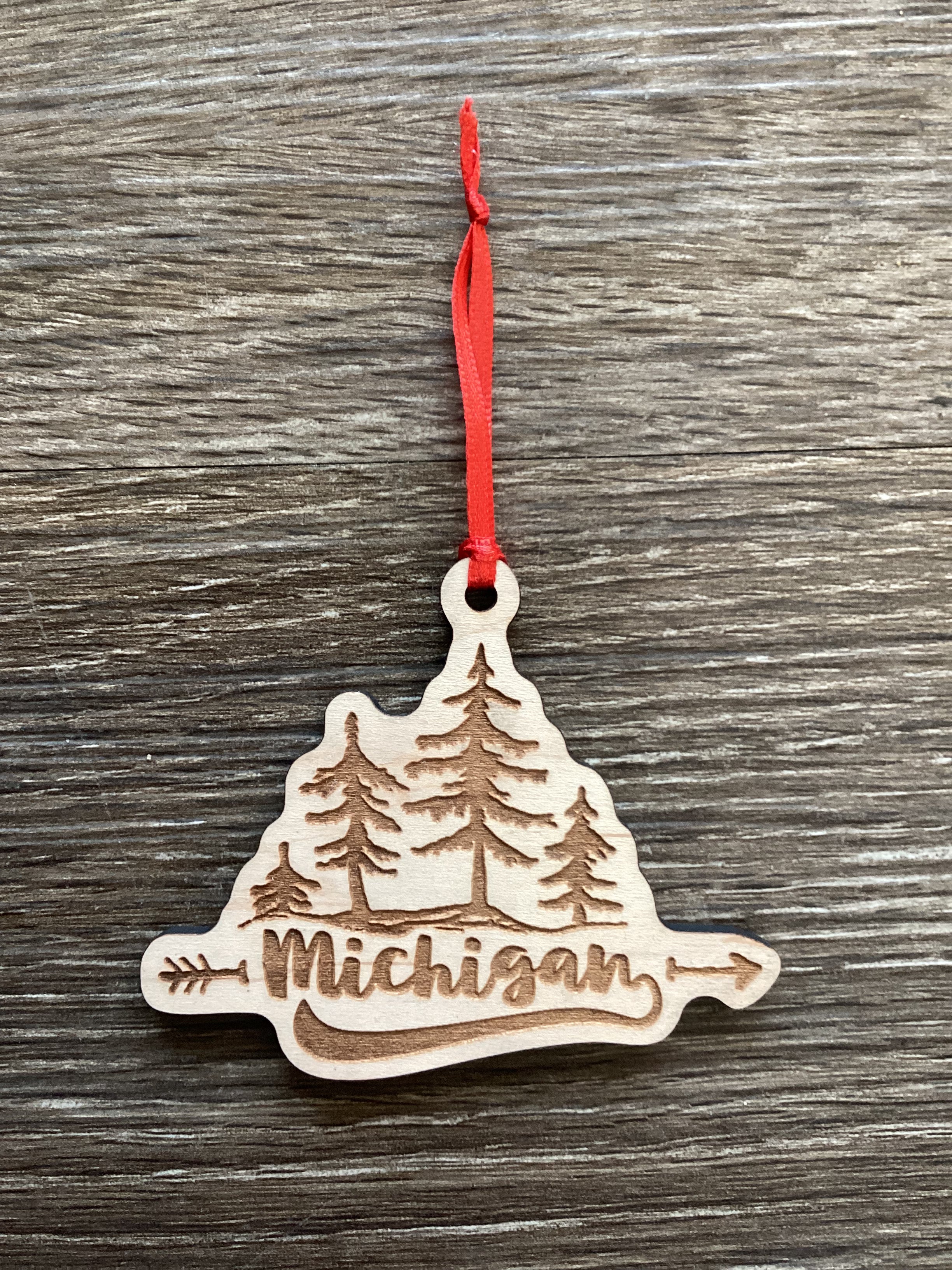 'Michigan' Forest - Wood Engraved Ornament