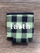 Faith - Word - Green Plaid Koozie