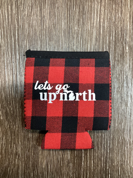 Lets go up north - Word - Buffalo Plaid Koozie