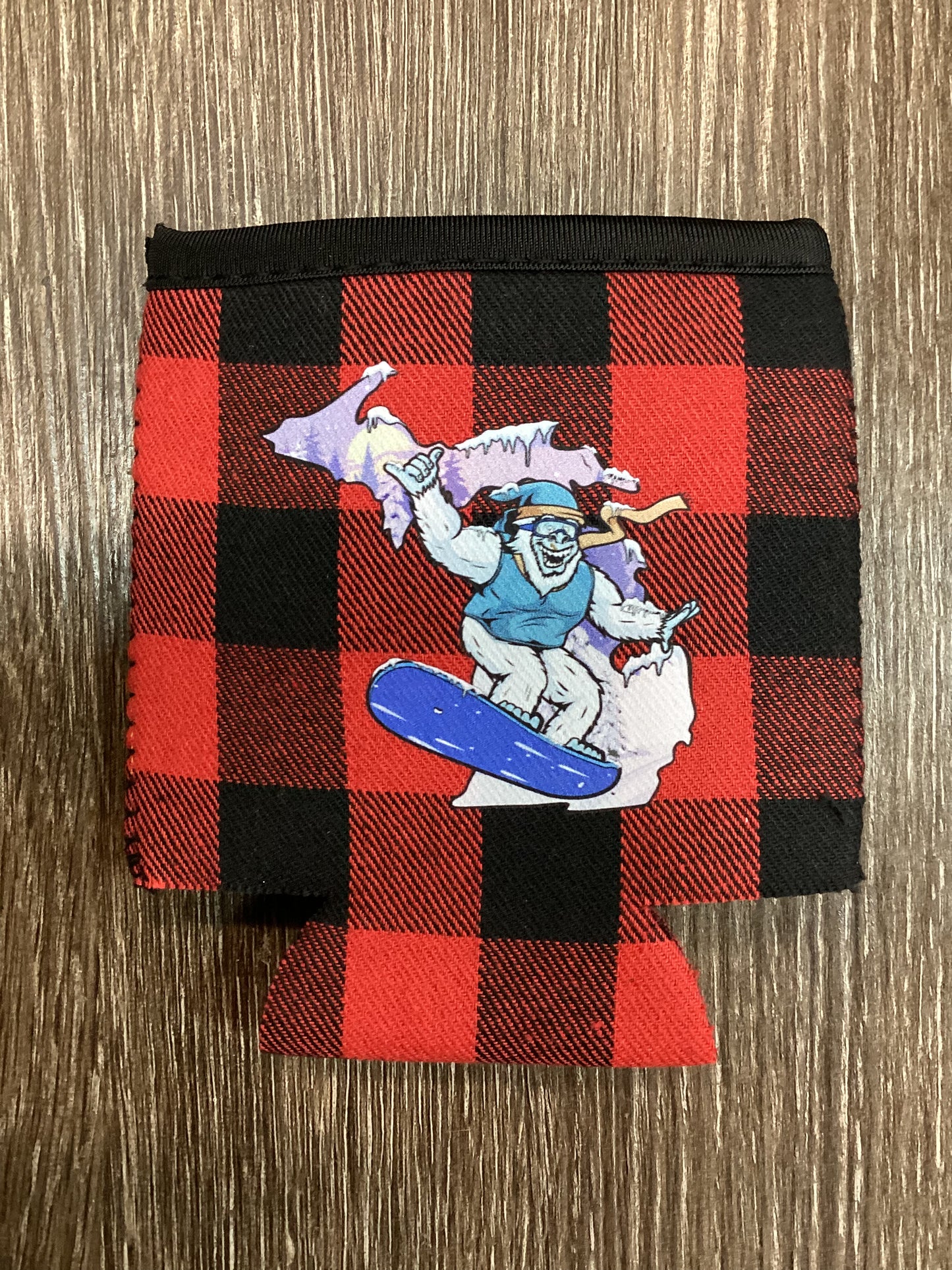 Yeti - Snowboarding - Winter - Michigan - Buffalo Plaid Koozie
