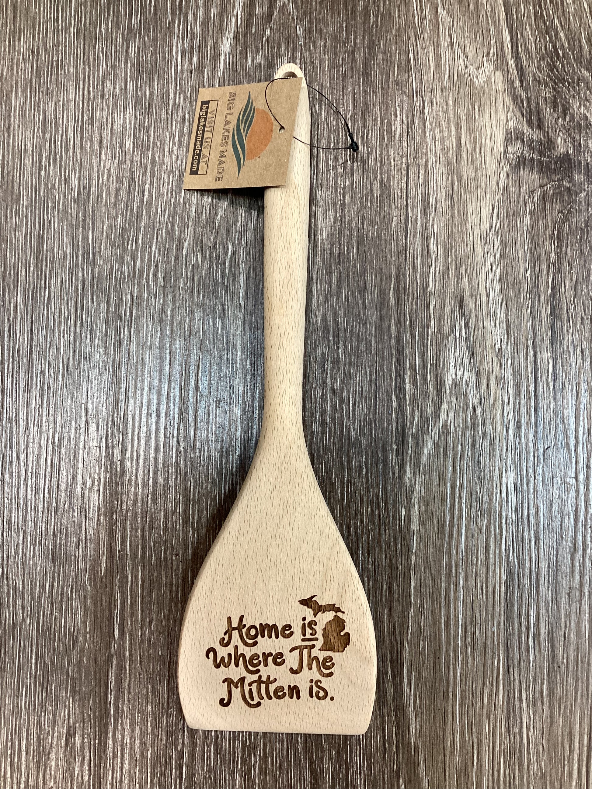 'Home is where the Mitten is.' - Laser Engraved - Large Wood Spatula