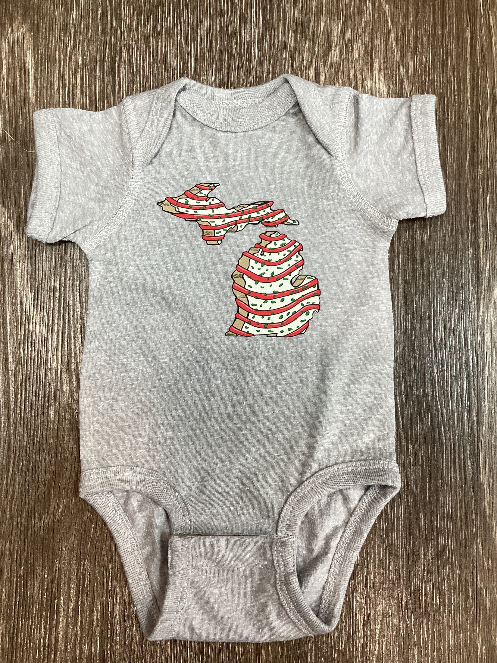 Christmas Cake - Michigan - Light Gray - Onesie