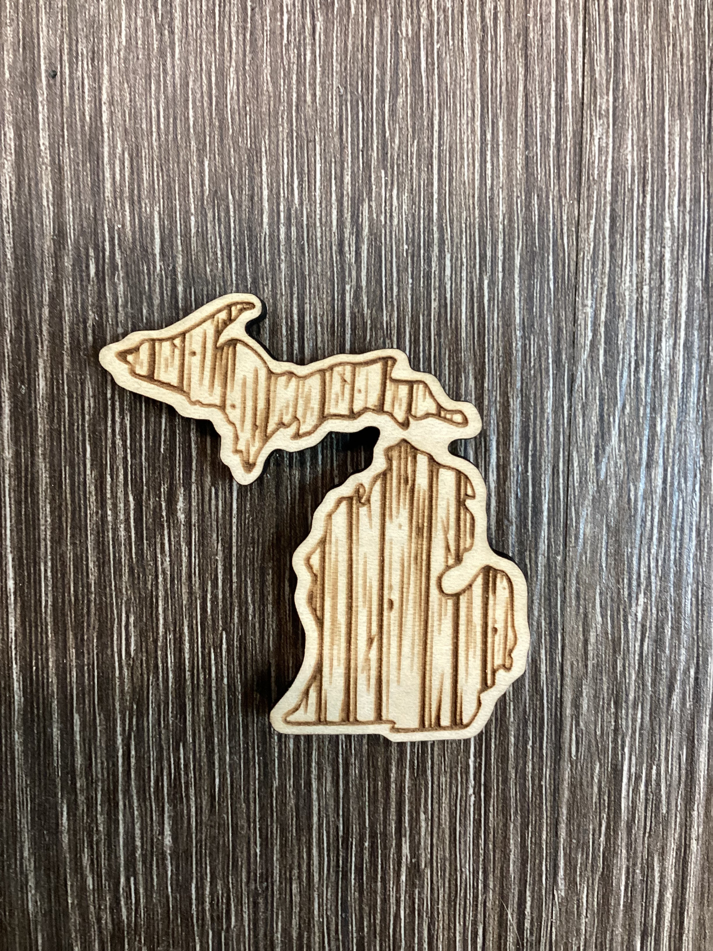 Wooden - Michigan - Wooden Magnet