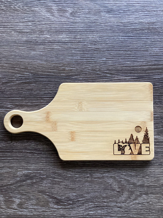Love - Word - Wooden Engraved - Cutting Board (13.5" x 7")