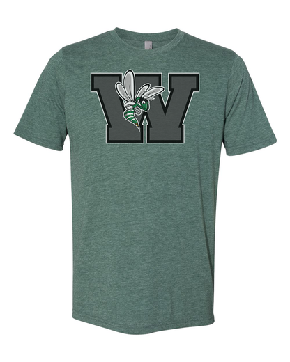 Williamston - Grey - W - Hornet Mascot - Next Level - Heat Transferred - Adult Premium T-Shirt