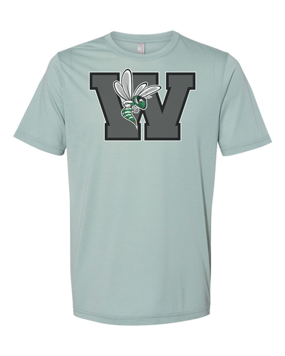 Williamston - Grey - W - Hornet Mascot - Next Level - Heat Transferred - Adult Premium T-Shirt