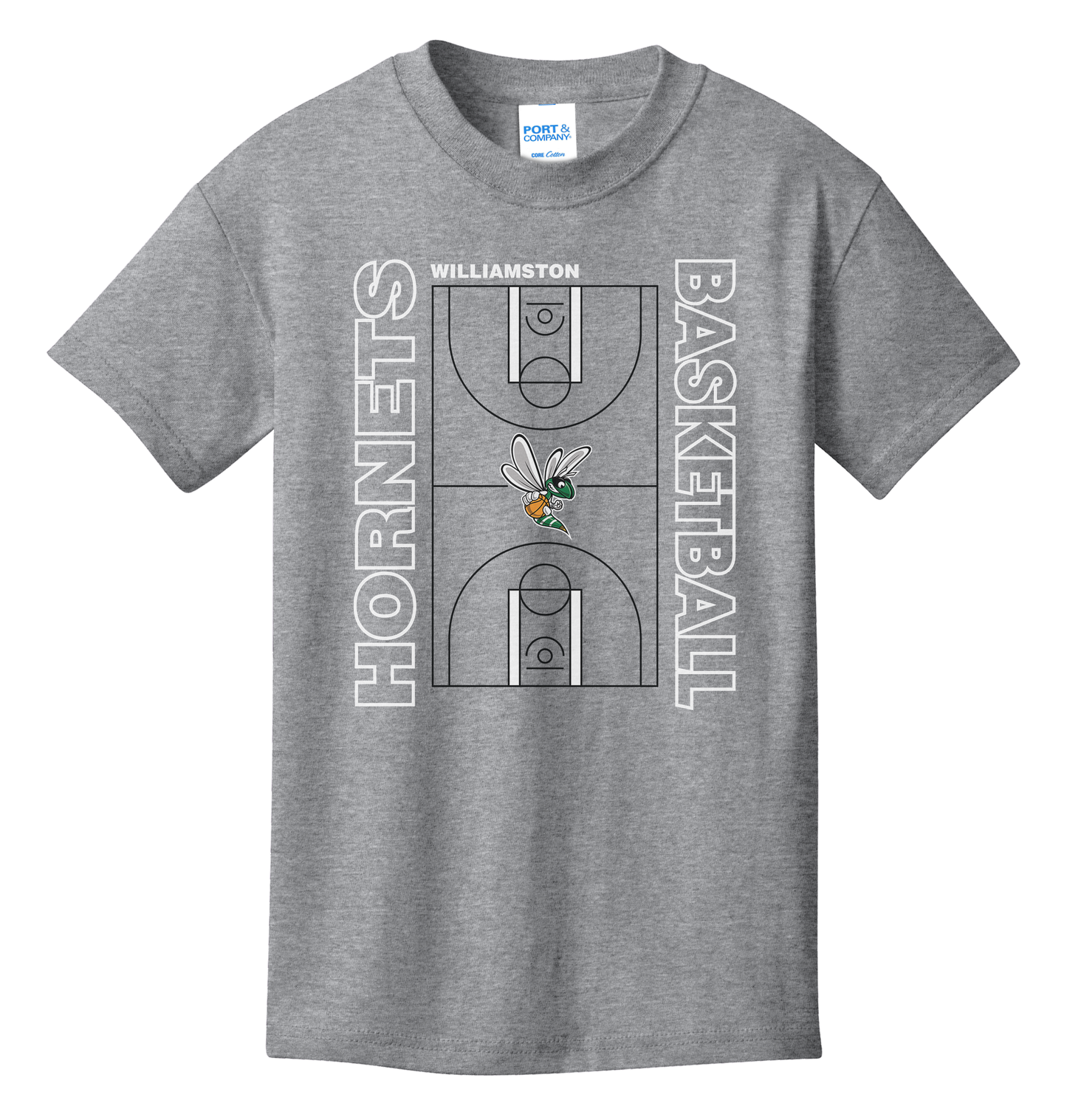 Hornets Williamston Basketball Court - Port and Co - Heat Transferred - Youth T-Shirt