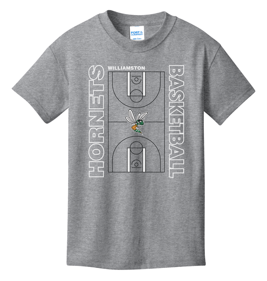 Hornets Williamston Basketball Court - Port and Co - Heat Transferred - Adult T-Shirt