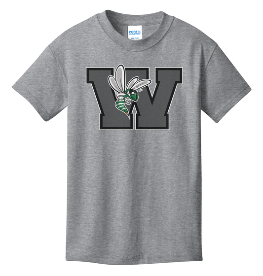 Williamston - Grey - W - Hornet Mascot - Port and Co - Heat Transferred - Youth T-Shirt
