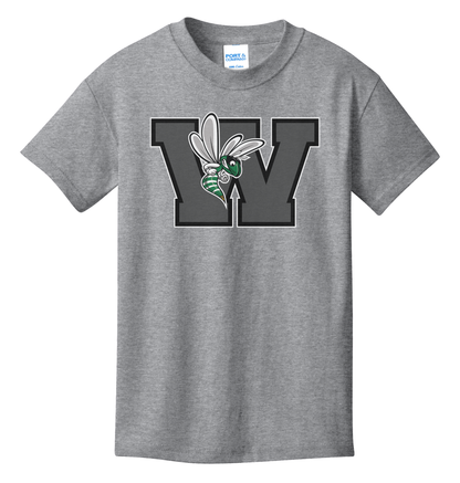 Williamston - Grey - W - Hornet Mascot - Port and Co - Heat Transferred - Adult T-Shirt