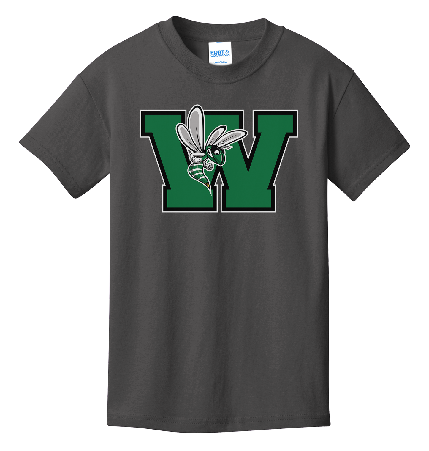 Williamston - Green - W - Hornet Mascot - Port and Co - Heat Transferred - Youth T-Shirt