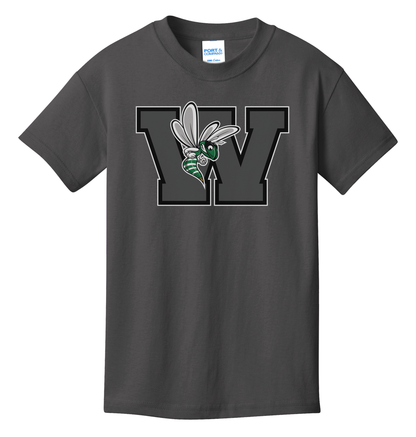 Williamston - Grey - W - Hornet Mascot - Port and Co - Heat Transferred - Youth T-Shirt