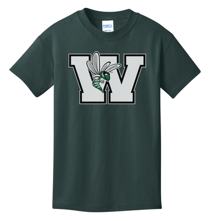 Williamston - White - W - Hornet Mascot - Port and Co - Heat Transferred - Youth T-Shirt