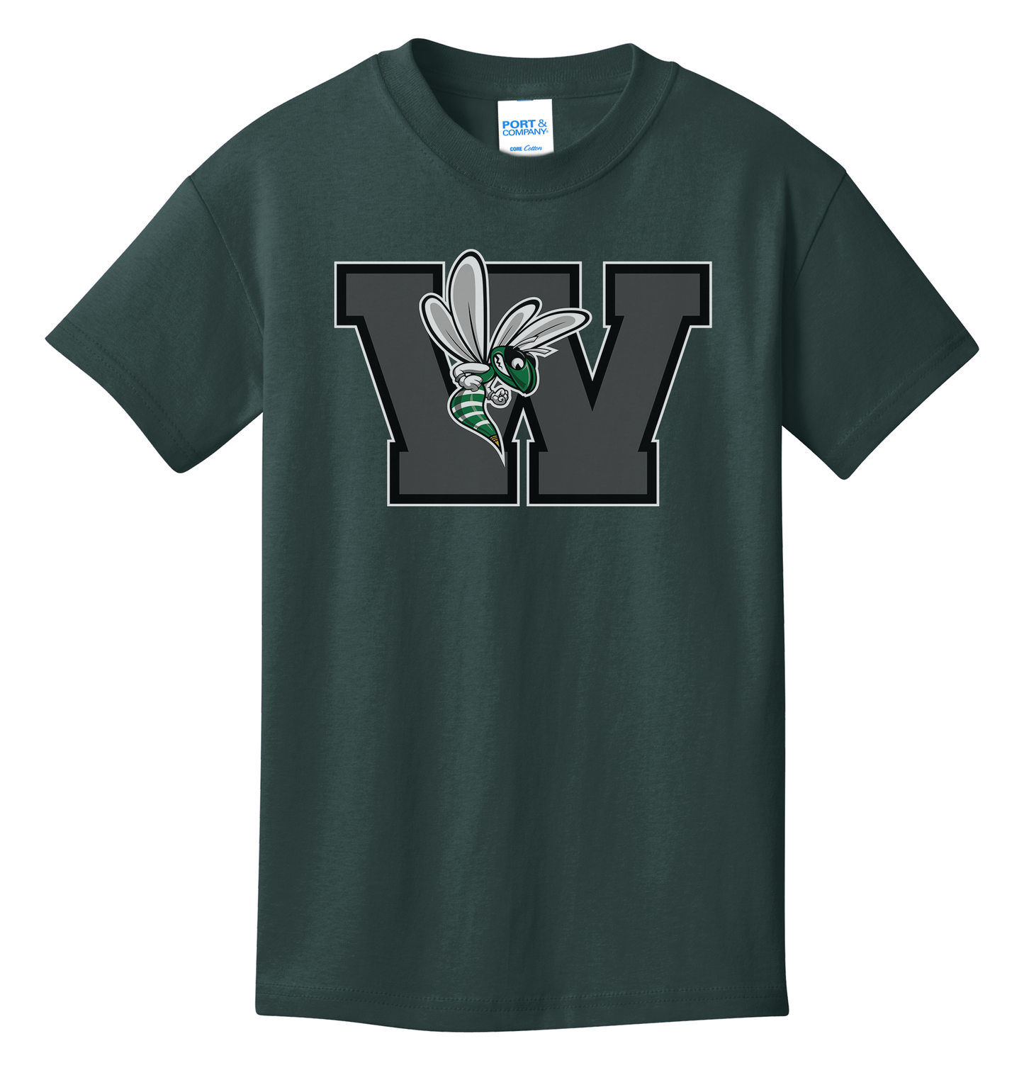 Williamston - Grey - W - Hornet Mascot - Port and Co - Heat Transferred - Youth T-Shirt