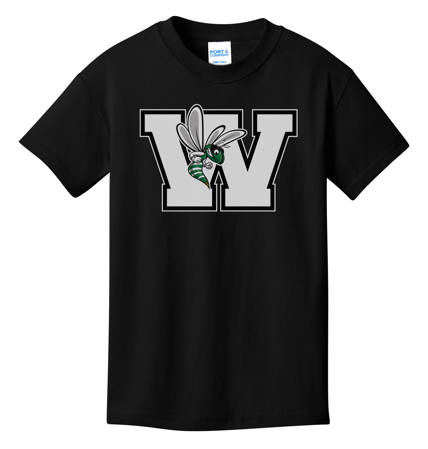 Williamston - White - W - Hornet Mascot - Port and Co - Heat Transferred - Adult T-Shirt
