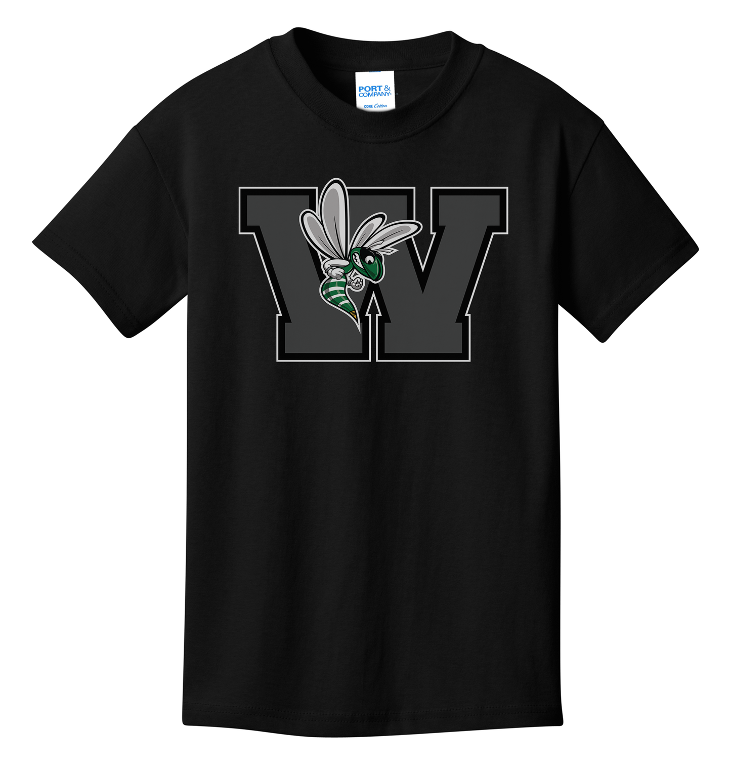 Williamston - Grey - W - Hornet Mascot - Port and Co - Heat Transferred - Adult T-Shirt