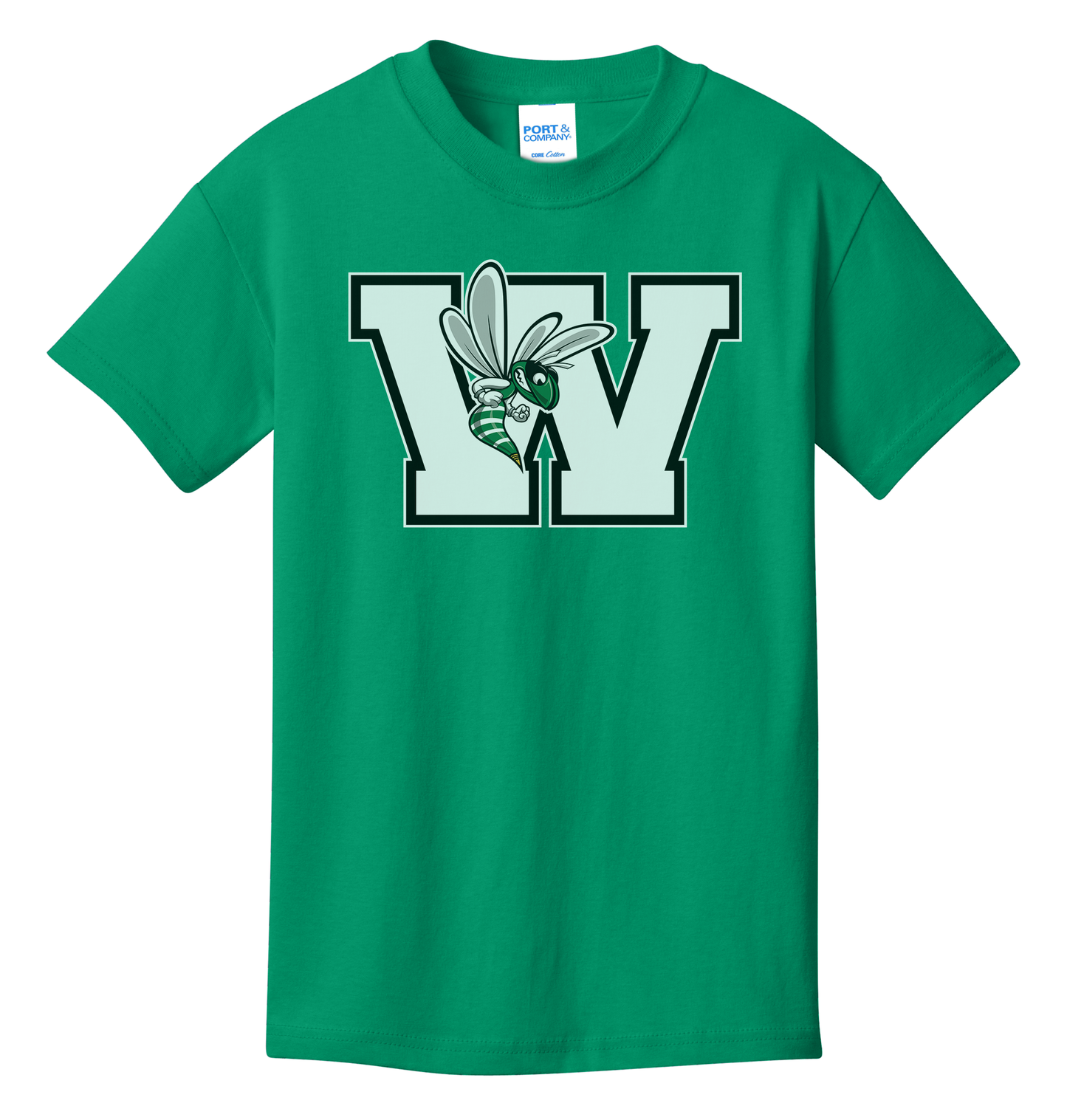 Williamston - White - W - Hornet Mascot - Port and Co - Heat Transferred - Youth T-Shirt