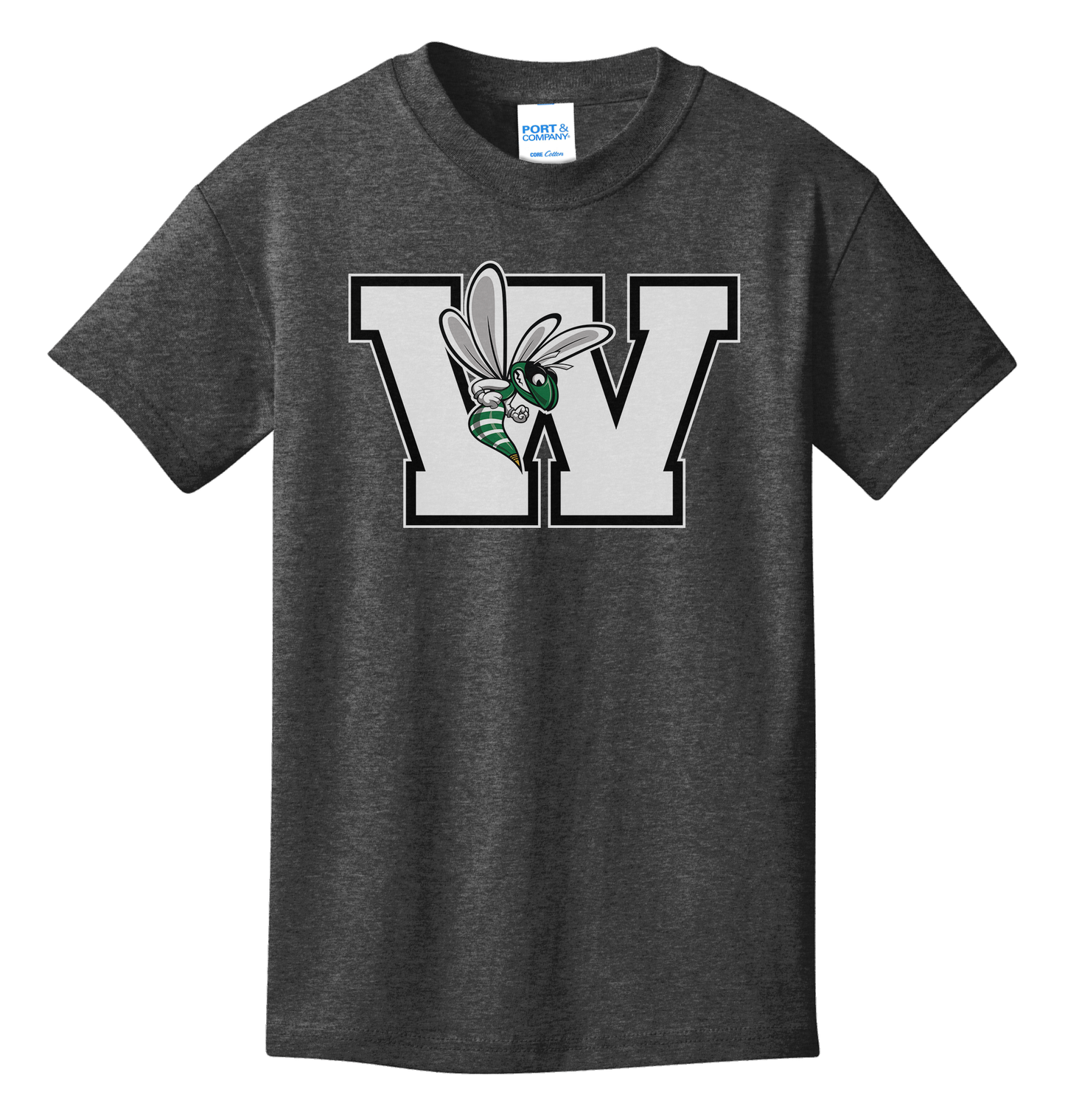 Williamston - White - W - Hornet Mascot - Port and Co - Heat Transferred - Youth T-Shirt