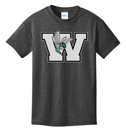 Williamston - White - W - Hornet Mascot - Port and Co - Heat Transferred - Youth T-Shirt
