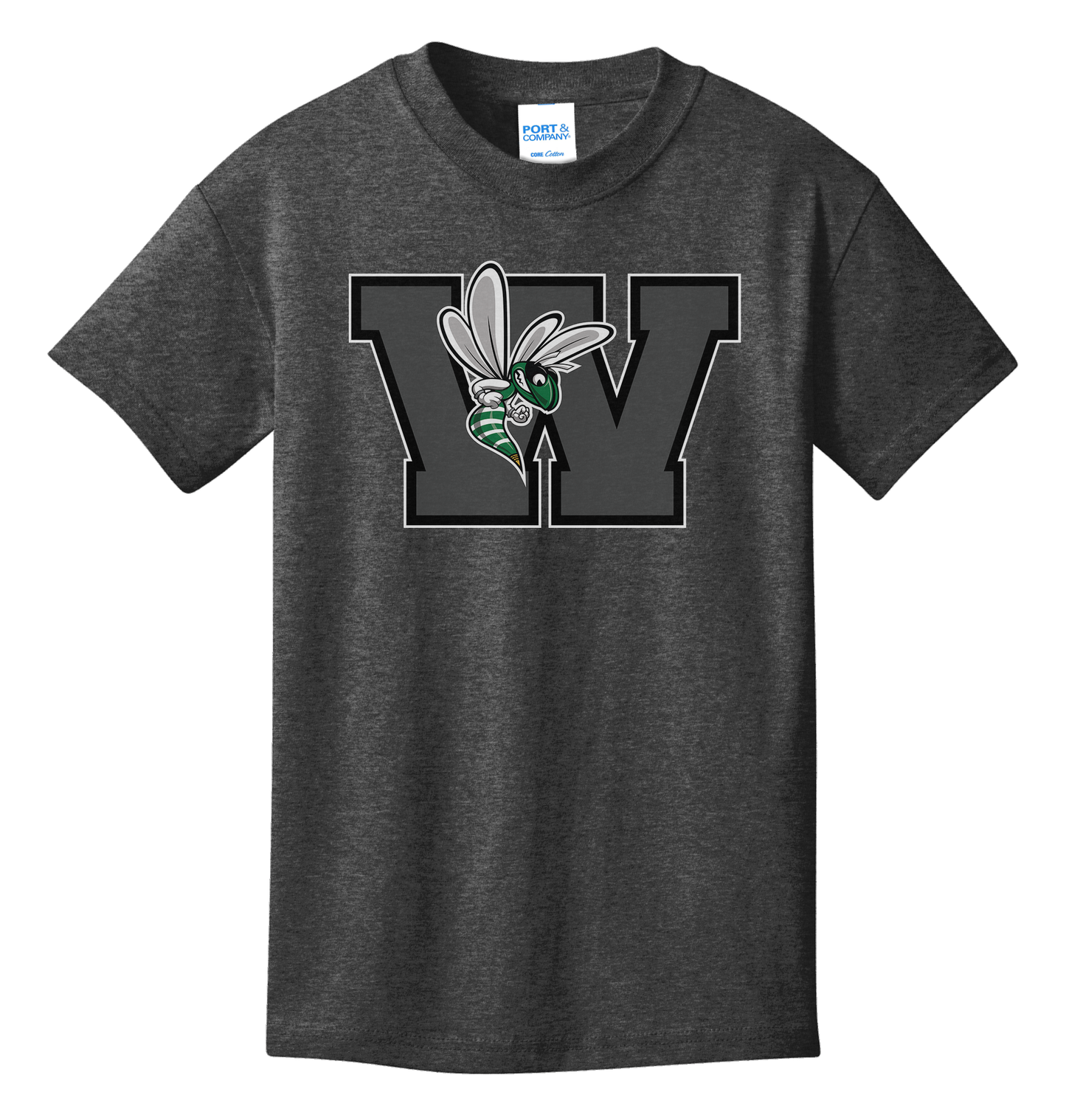 Williamston - Grey - W - Hornet Mascot - Port and Co - Heat Transferred - Youth T-Shirt