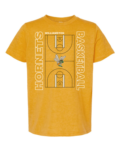 Hornets Williamston Basketball Court - Tultex - Heat Transferred - Youth T-Shirt