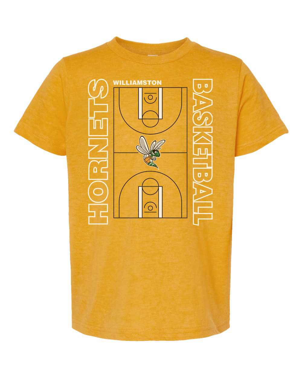 Hornets Williamston Basketball Court - Tultex - Heat Transferred - Adult T-Shirt