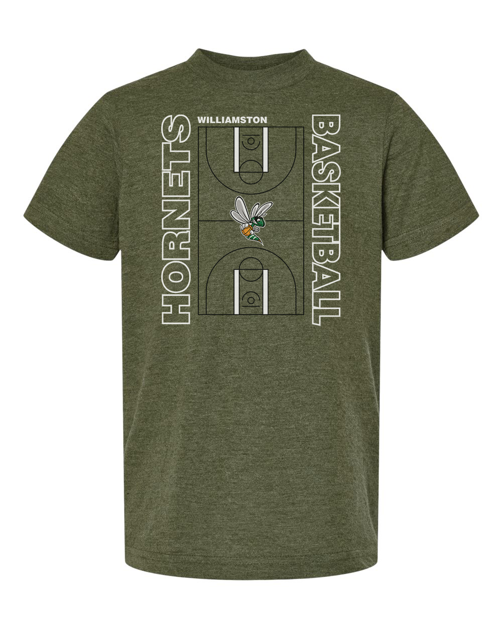 Hornets Williamston Basketball Court - Tultex - Heat Transferred - Youth T-Shirt