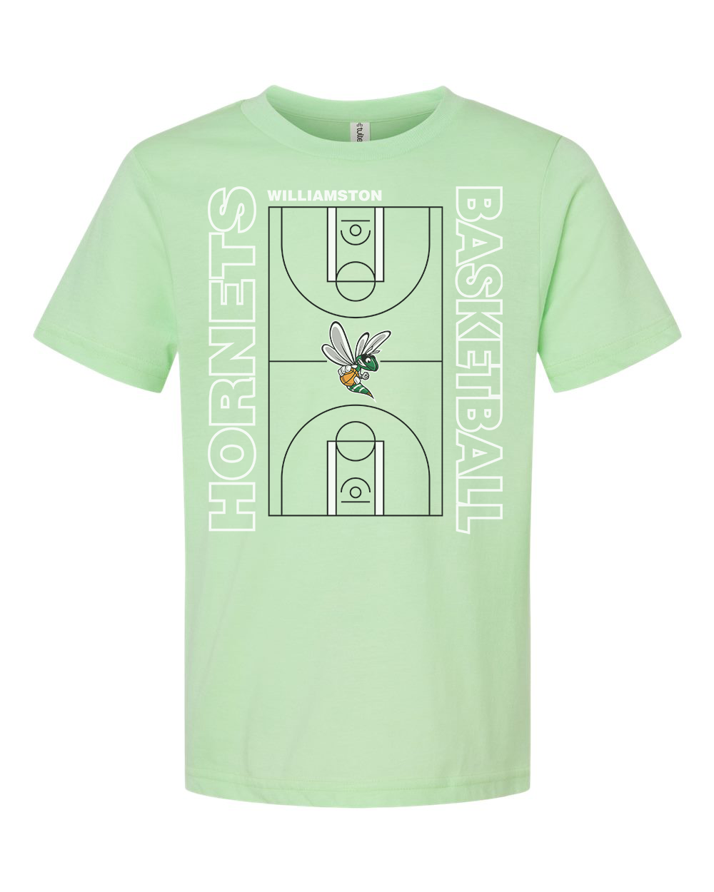 Hornets Williamston Basketball Court - Tultex - Heat Transferred - Youth T-Shirt