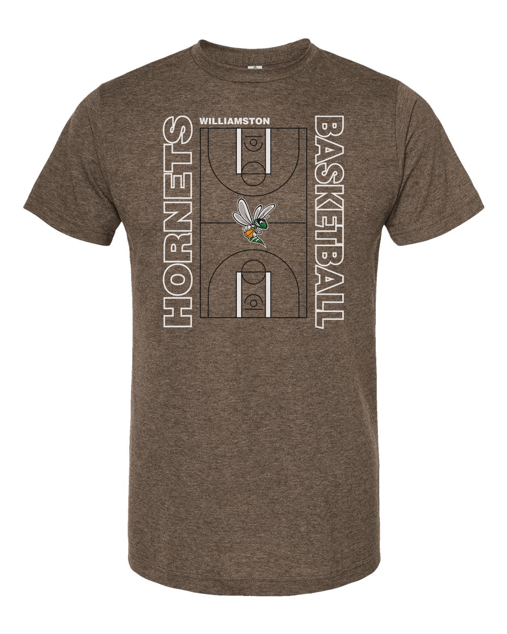 Hornets Williamston Basketball Court - Tultex - Heat Transferred - Adult T-Shirt