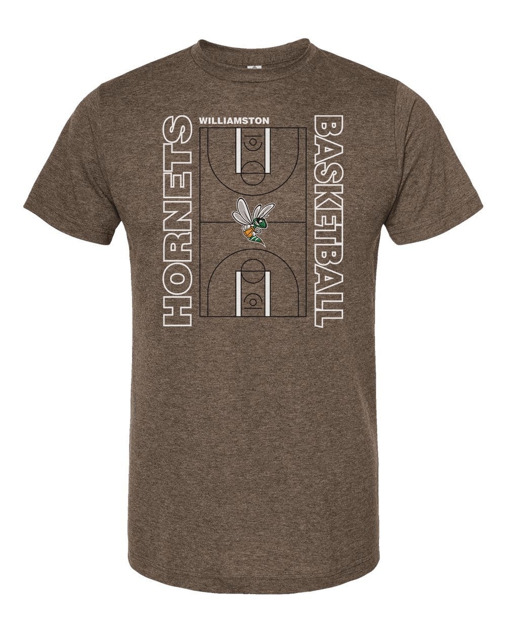 Hornets Williamston Basketball Court - Tultex - Heat Transferred - Adult T-Shirt