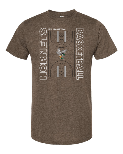 Hornets Williamston Basketball Court - Tultex - Heat Transferred - Adult T-Shirt