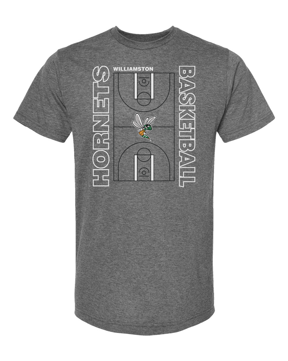 Hornets Williamston Basketball Court - Tultex - Heat Transferred - Youth T-Shirt