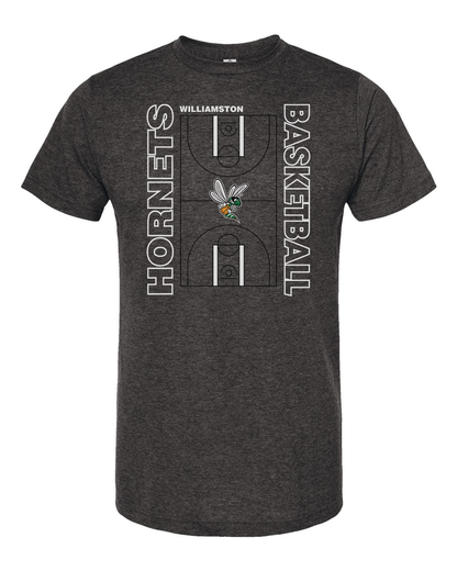 Hornets Williamston Basketball Court - Tultex - Heat Transferred - Adult T-Shirt