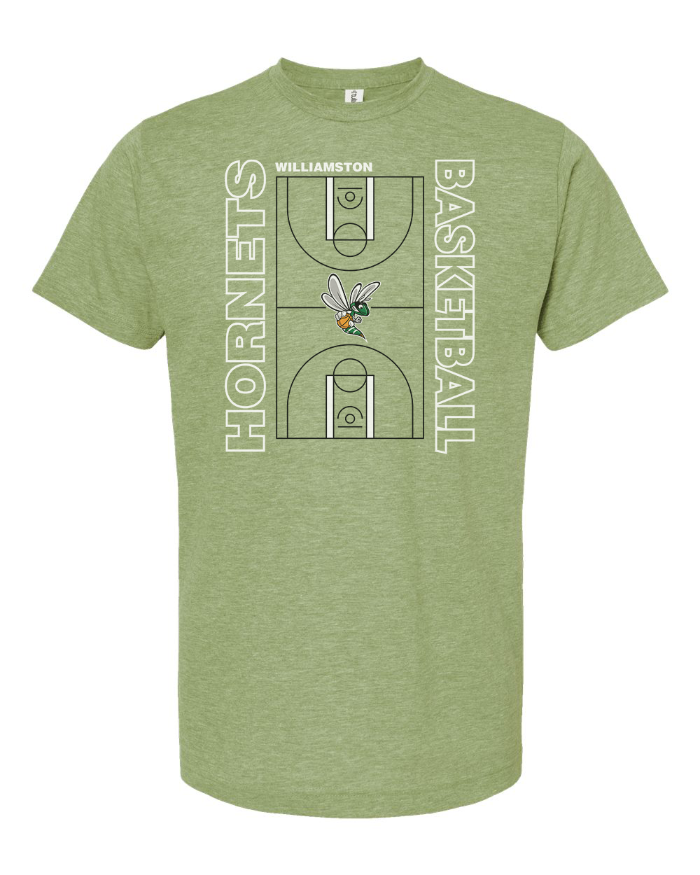 Hornets Williamston Basketball Court - Tultex - Heat Transferred - Adult T-Shirt