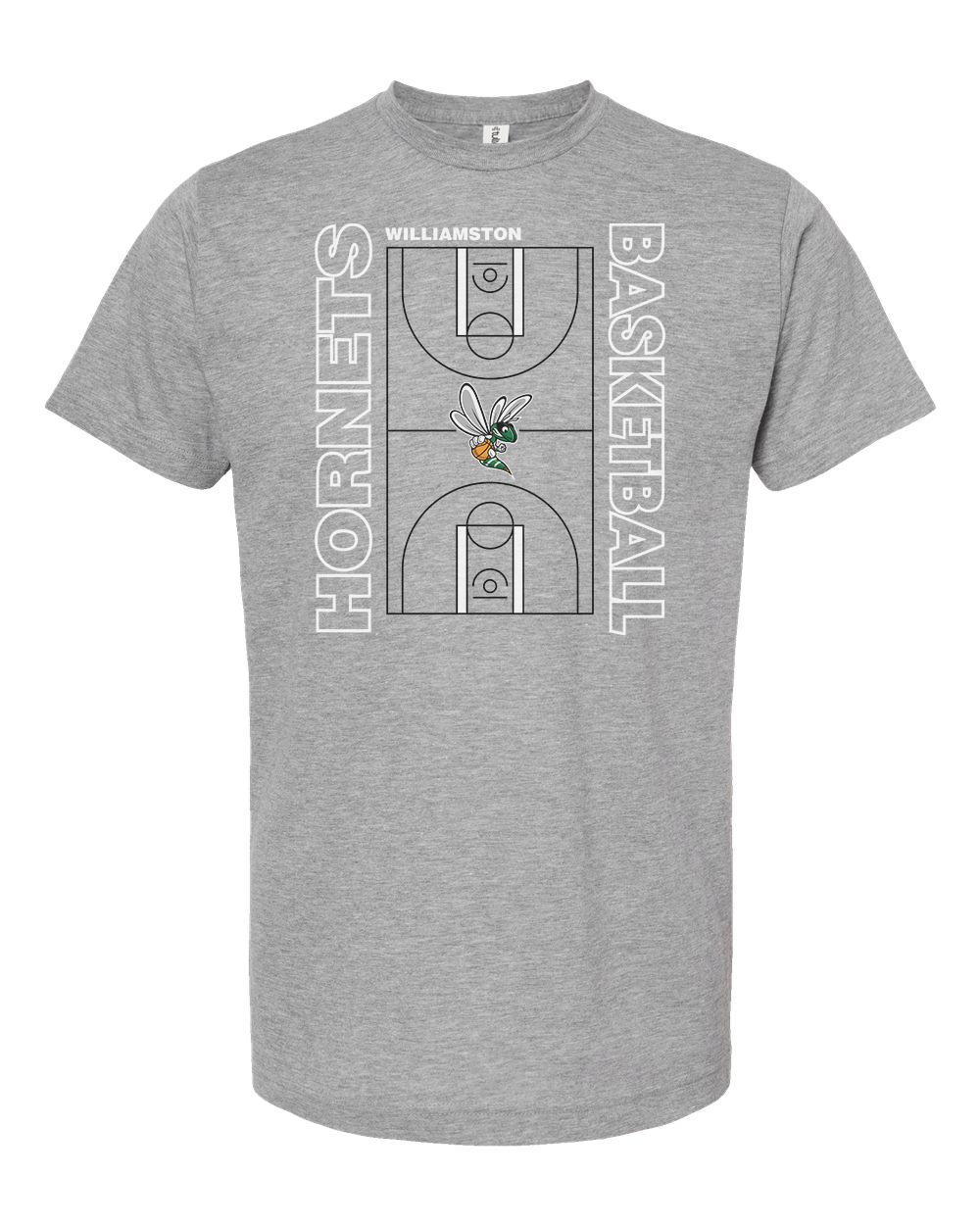 Hornets Williamston Basketball Court - Tultex - Heat Transferred - Youth T-Shirt