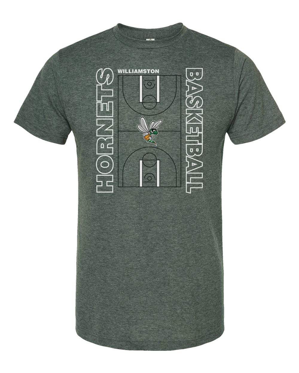 Hornets Williamston Basketball Court - Tultex - Heat Transferred - Adult T-Shirt