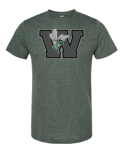 Williamston - Grey - W - Hornet Mascot - Tultex - Heat Transferred - Adult T-Shirt