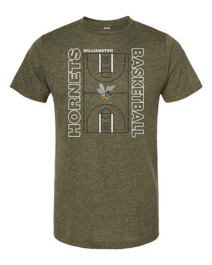 Hornets Williamston Basketball Court - Tultex - Heat Transferred - Adult T-Shirt