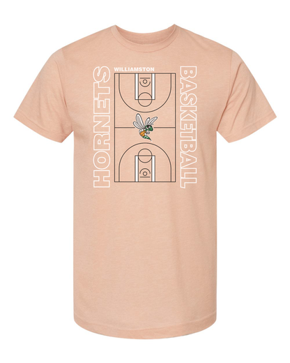 Hornets Williamston Basketball Court - Tultex - Heat Transferred - Adult T-Shirt
