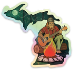 Sasquatch Campfire- Michigan - Waterproof Sticker (3