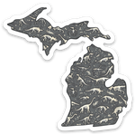 Dinosaur Bones - Michigan - Waterproof Sticker (3
